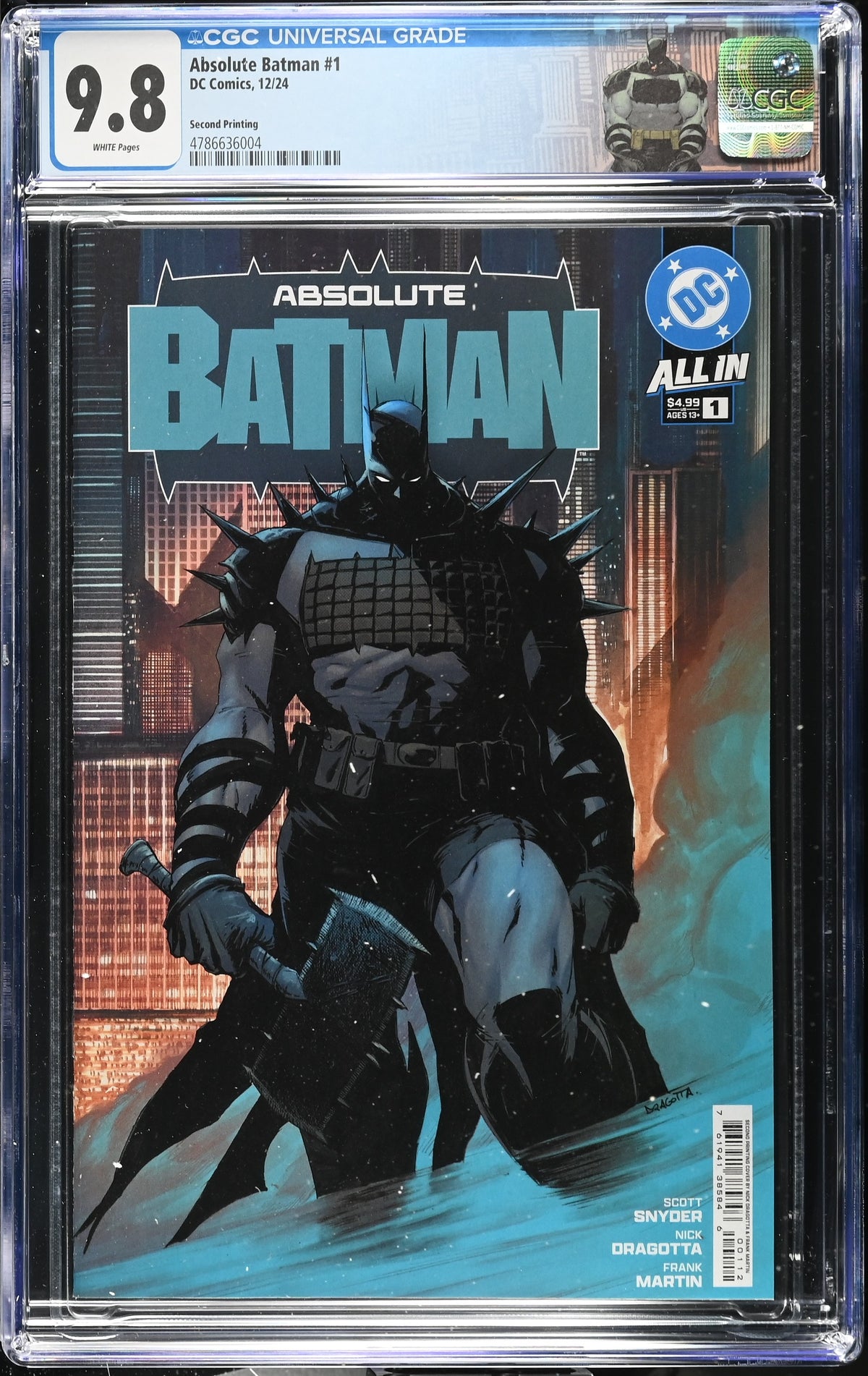 CGC 9.8 - ABSOLUTE BATMAN #1 CVR A NICK DRAGOTTA [2nd PRINT] w/ CUSTOM LABEL