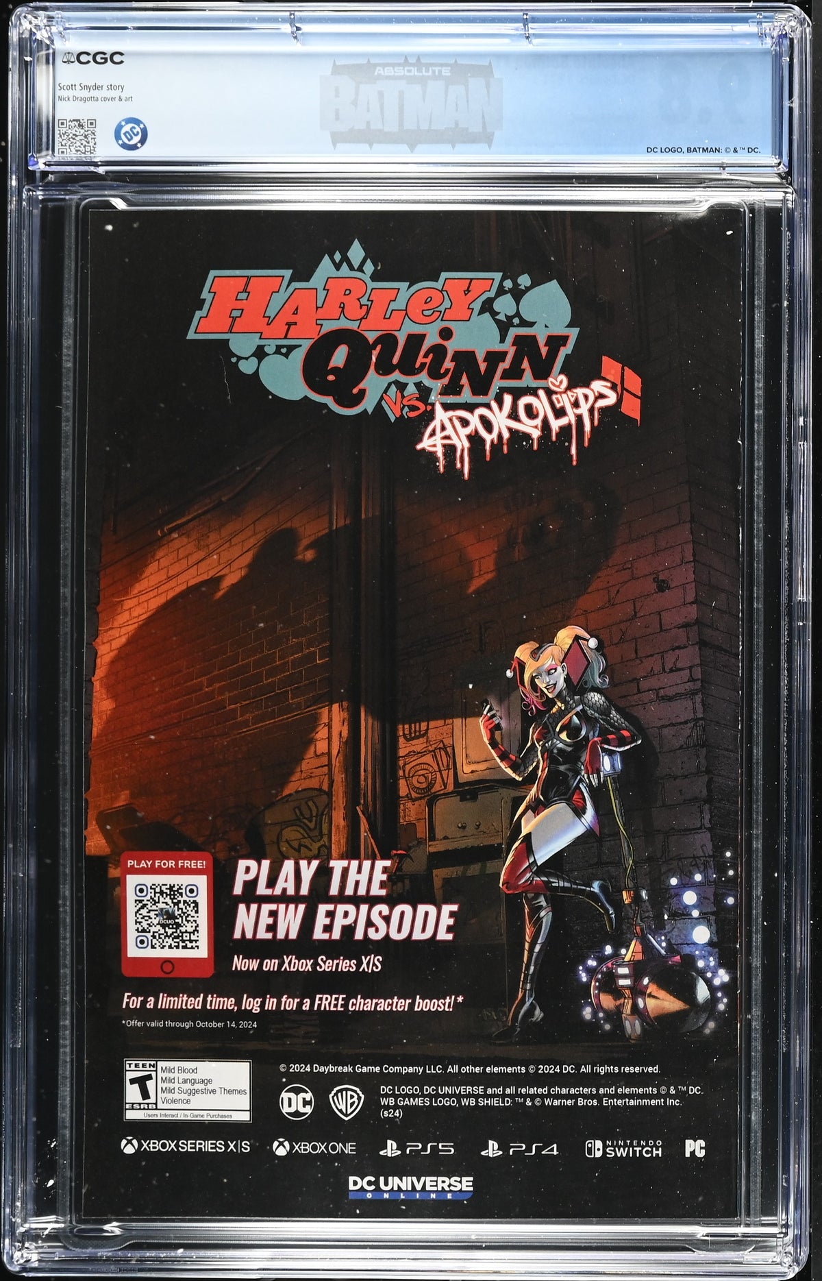 CGC 9.8 - ABSOLUTE BATMAN #1 CVR A NICK DRAGOTTA [2nd PRINT] w/ CUSTOM LABEL